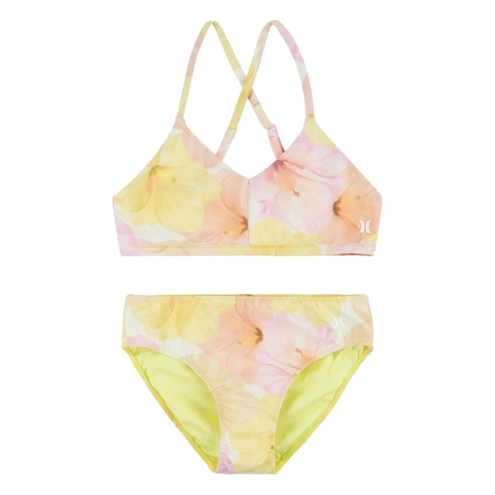 Hurley Girls' Carissa Moore Bikini in Aloha Hibiscus, Nylon, Size Medium‎